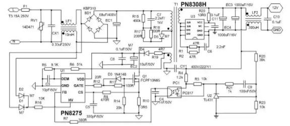 適配器電源芯片方案應(yīng)用電路圖