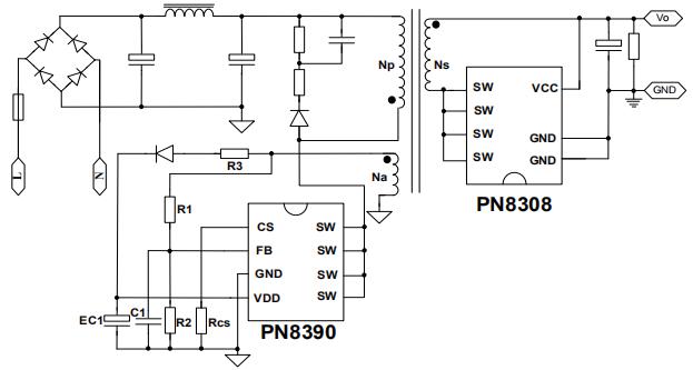 12v2a電源適配器方案典型應用圖