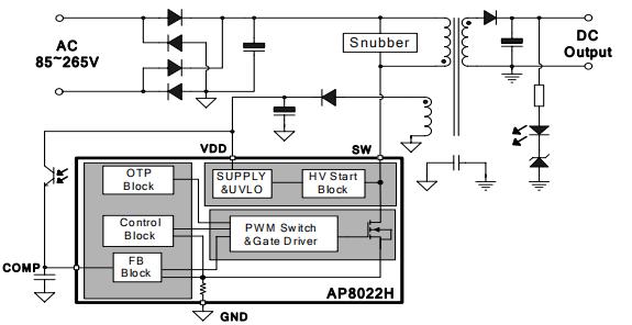 ap8022代換viper22a典型應用電路圖