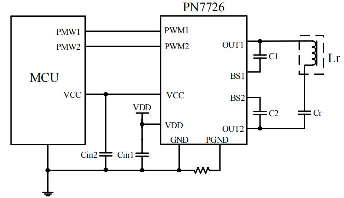 PN7726無線充電發(fā)射端功率芯片電路圖
