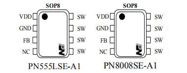 PN555L和PN8008小功率非隔離芯片封裝管腳定義