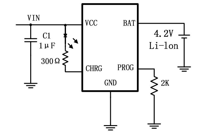 AP5054B鋰電池線性充電管理芯片典型應(yīng)用電路圖