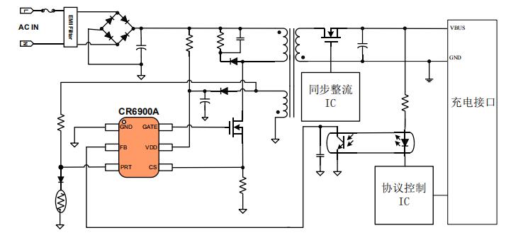 cr6900a pd電源快充芯片電路圖