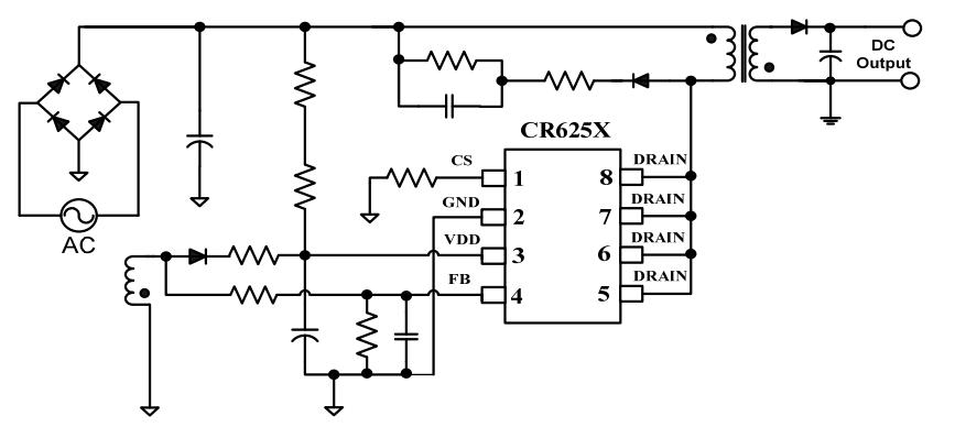 CR6259高精度原邊pwm電源開關(guān)電路圖
