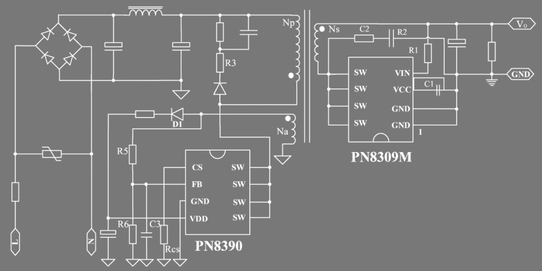12V2A六級能效電源適配器方案典型電路圖